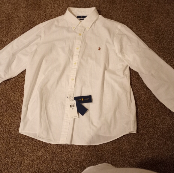 White xxl Ralph Lauren untucked fit long-sleeved shirt - Picture 1 of 3
